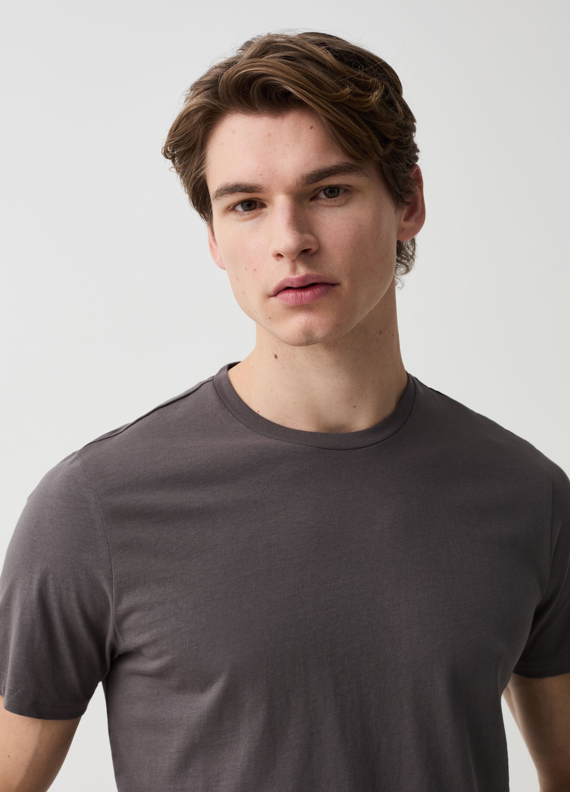 Cotton T-shirt with round neck