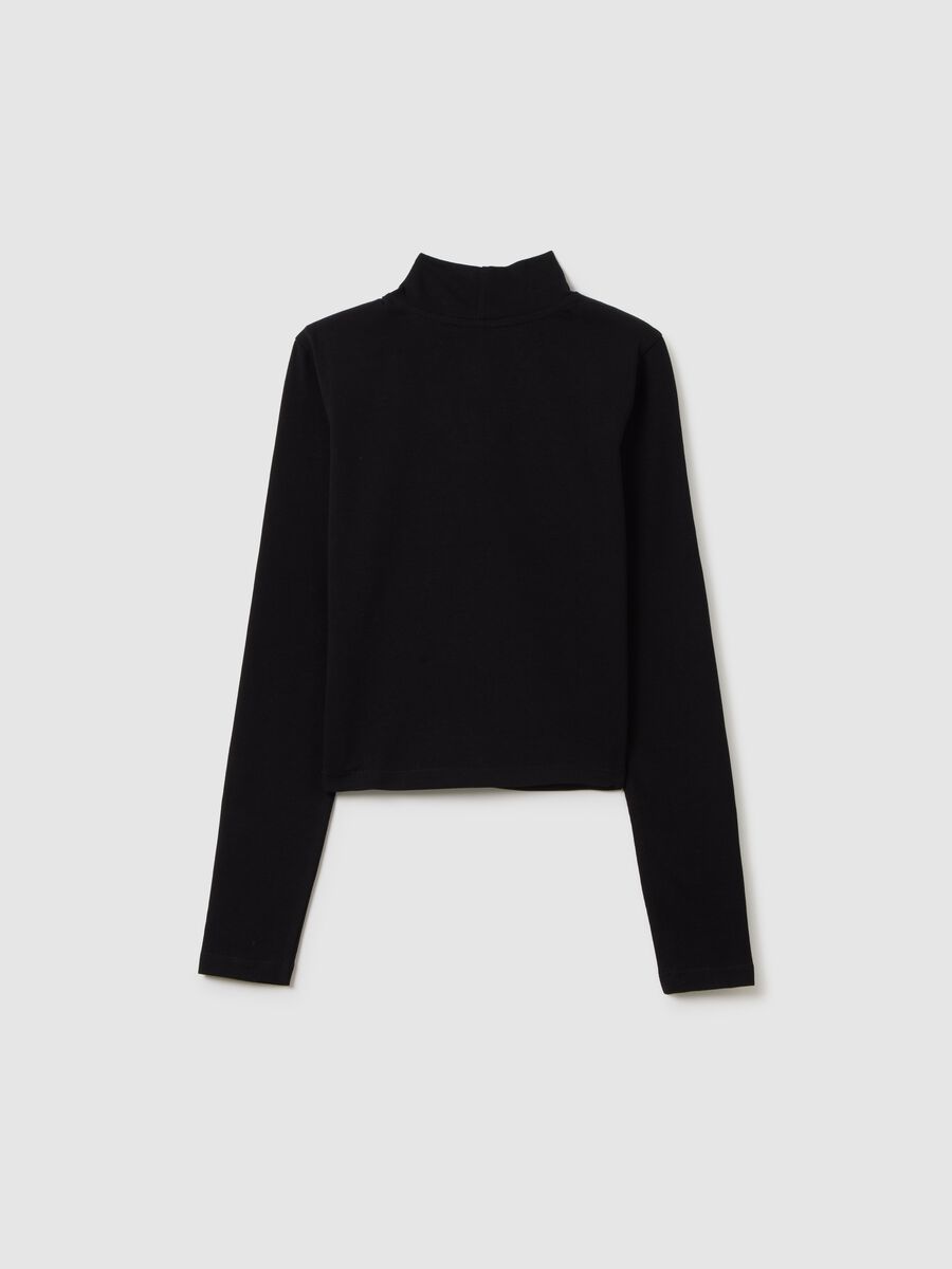 Girls' black stretch cotton blend t-shirt_1
