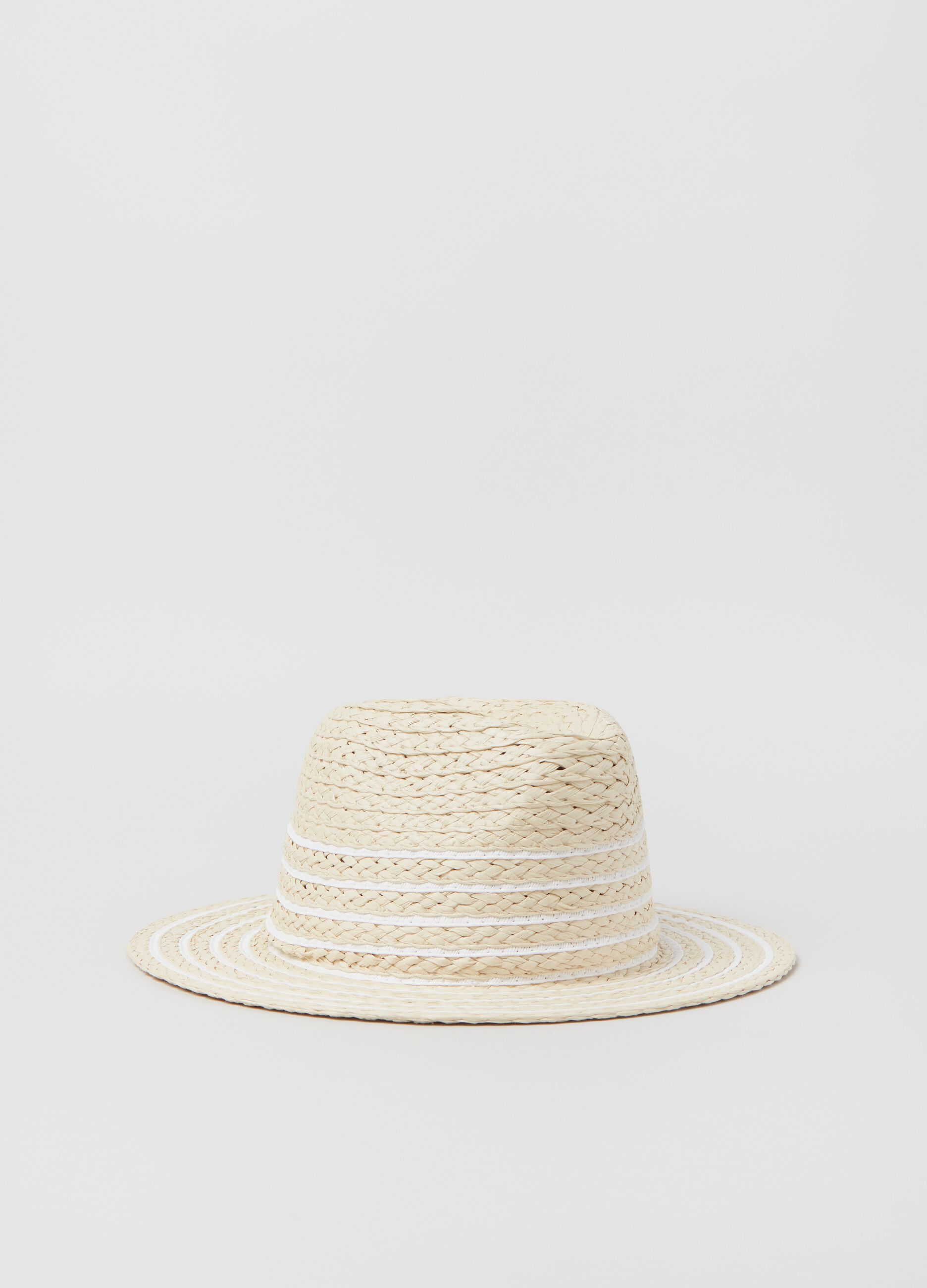 Raffia hat with stripes