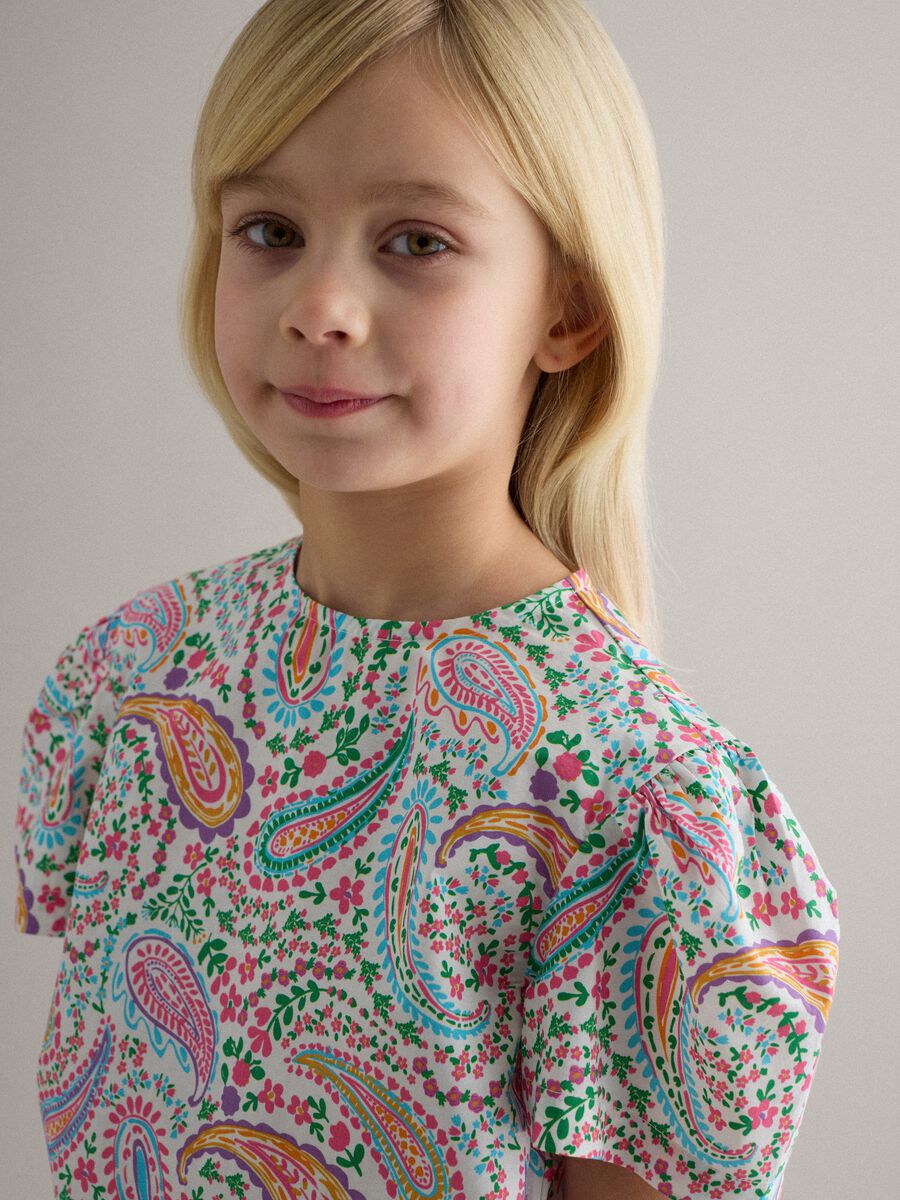 Camicia in puro cotone multicolor da bambina regular fit con fantasia_2