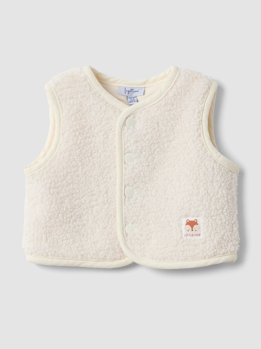 White teddy-effect gilet, regular fit_0