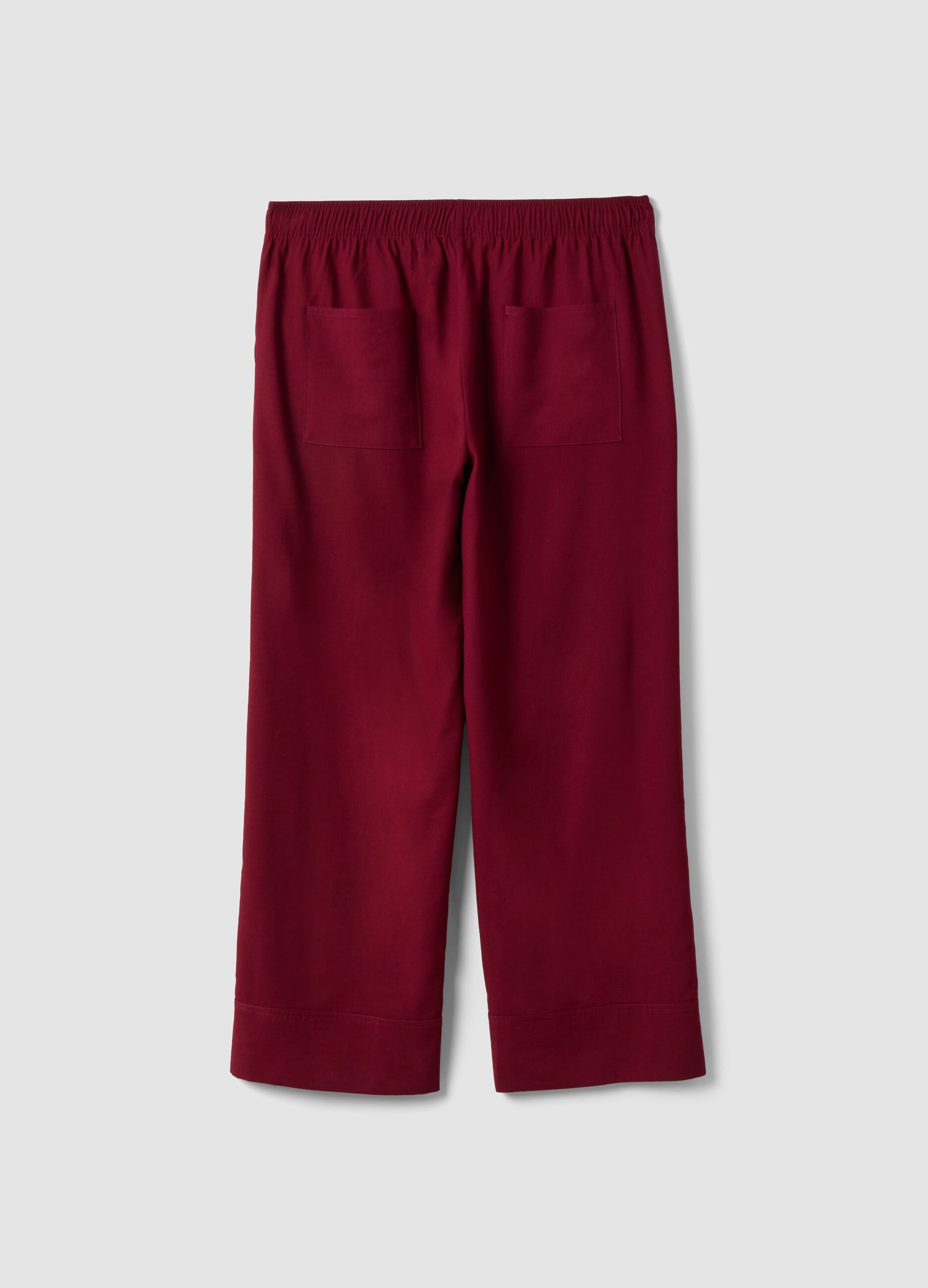 Red wide-leg viscose-blend trousers