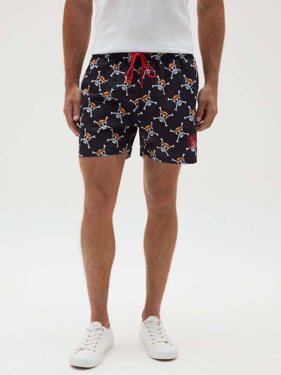 Costume da bagno da uomo in multicolor con teschi_1