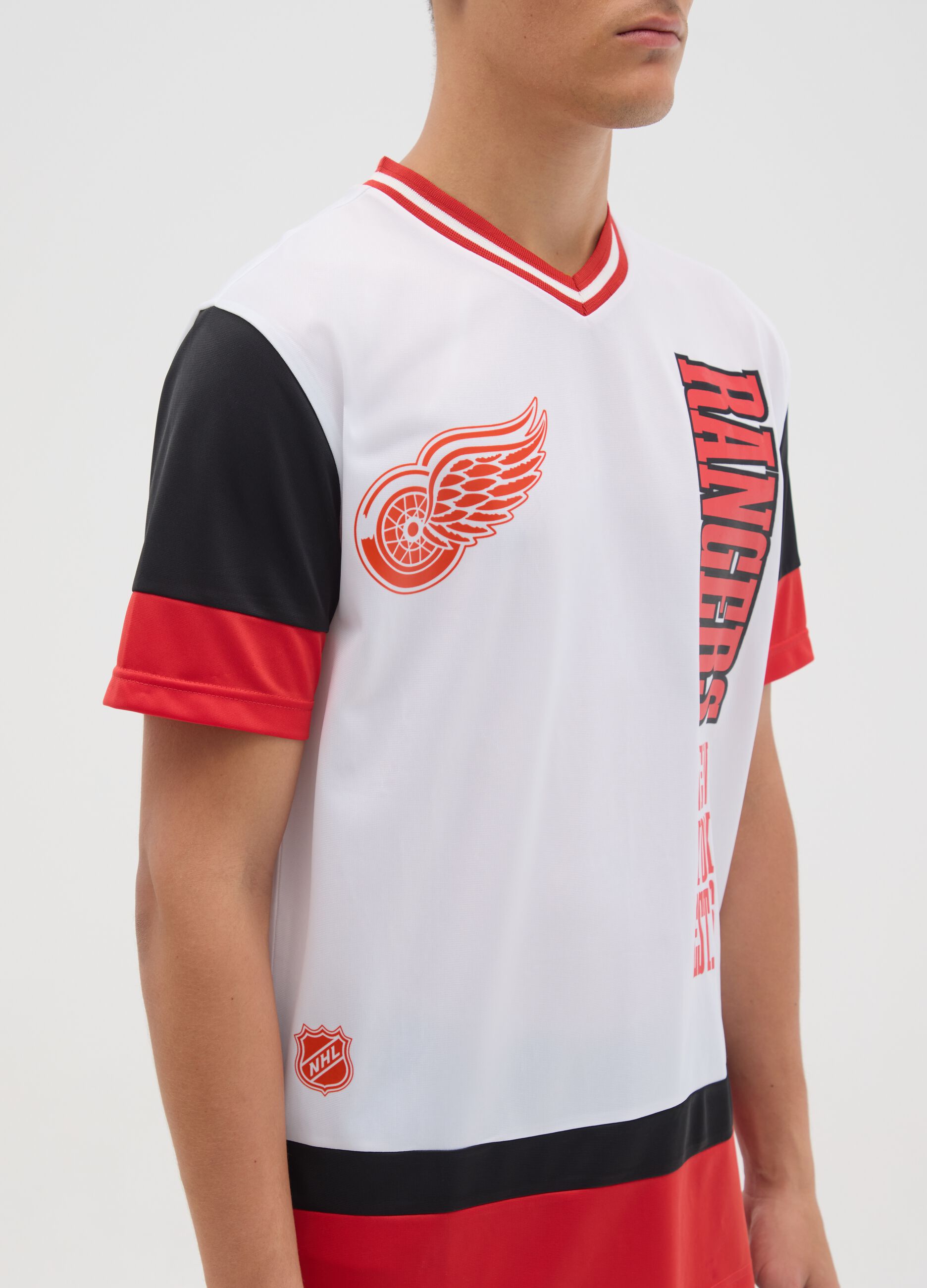 White and Red Short Sleeve T-shirt, Rangers Style