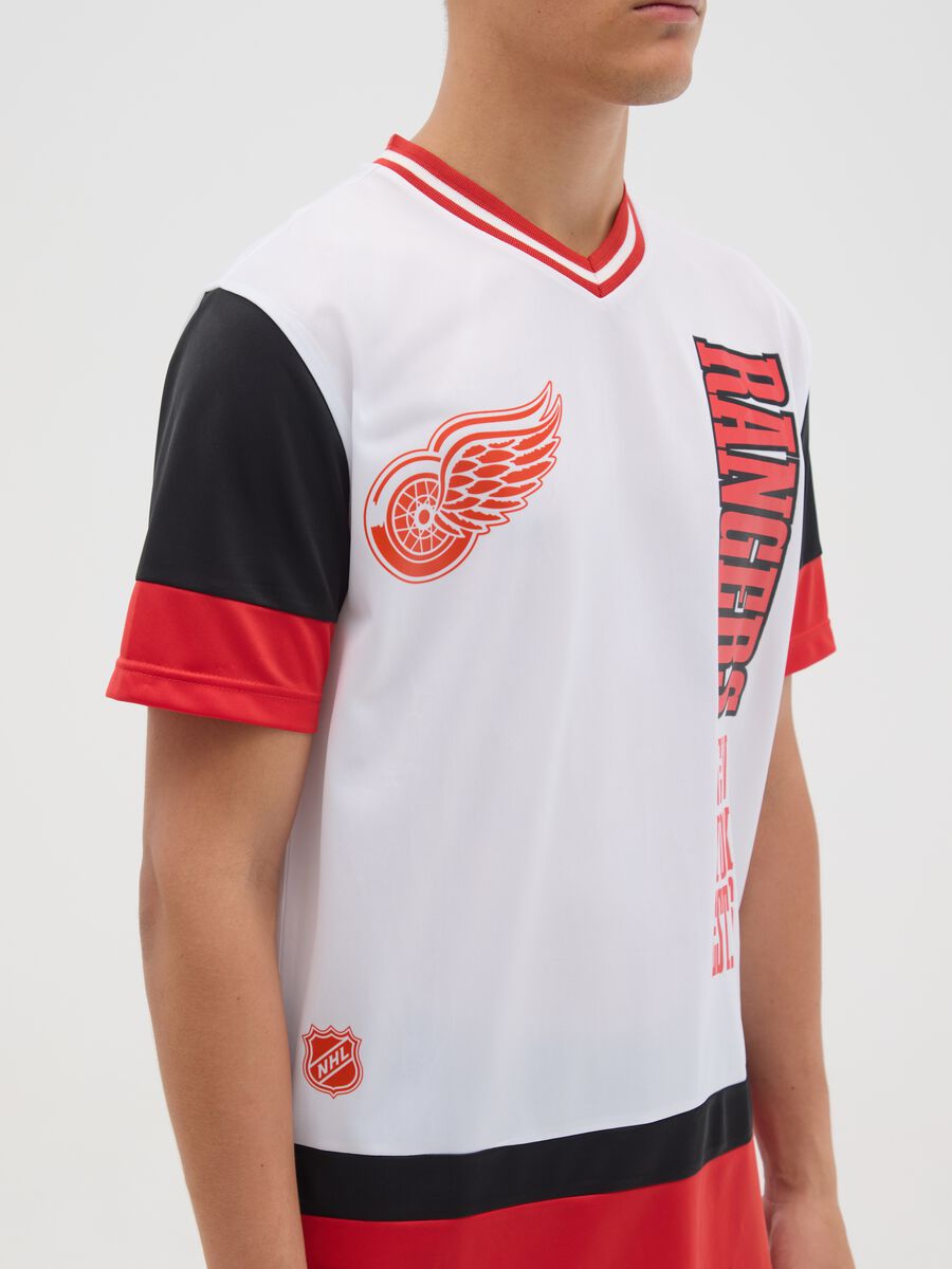 White and Red Short Sleeve T-shirt, Rangers Style_2