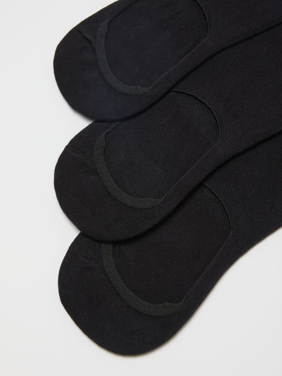 Black Invisible Socks Tripack in Regular Fit Cotton Blend_2