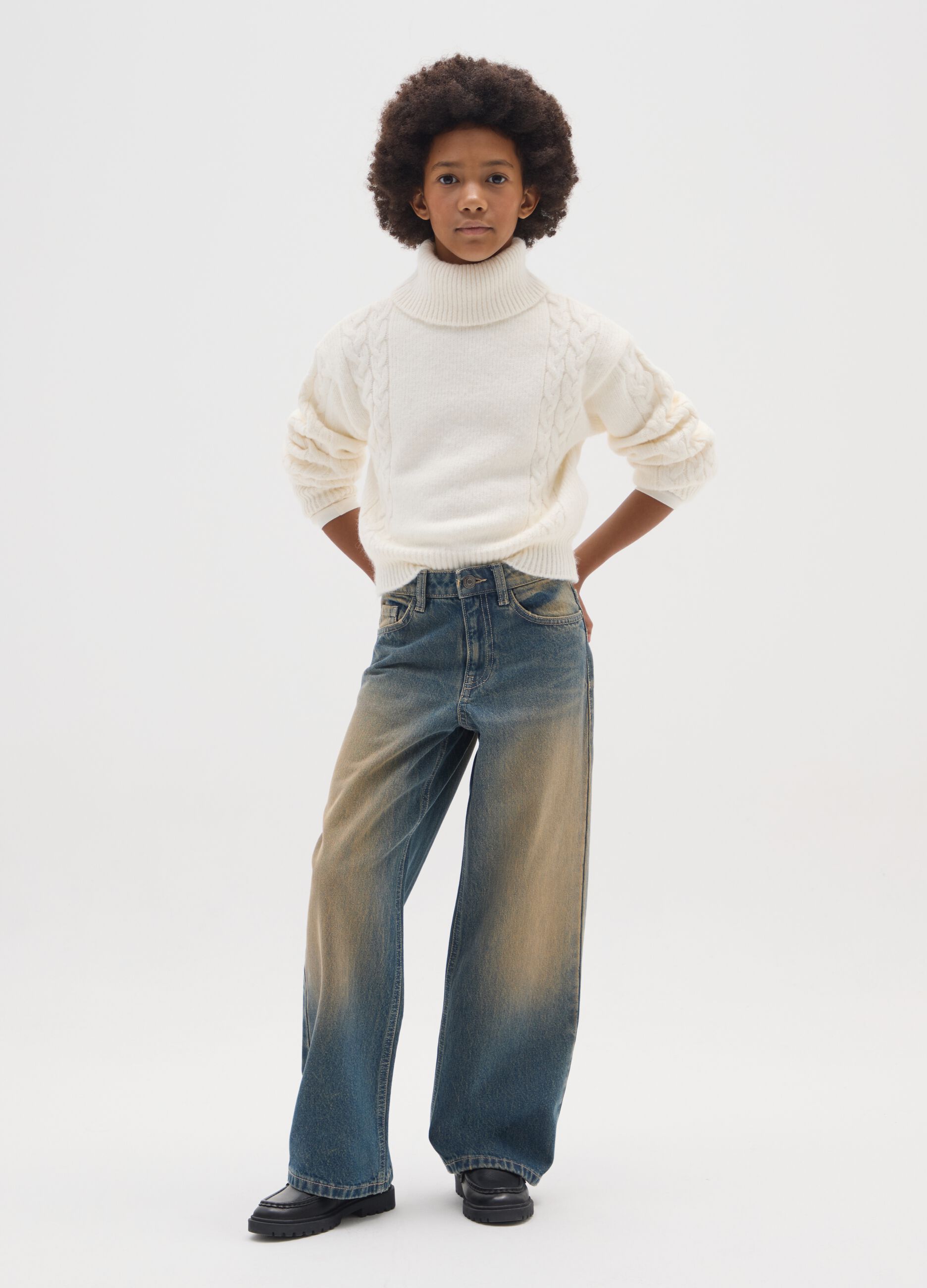 Girls' multicolour jeans in pure cotton regular fit