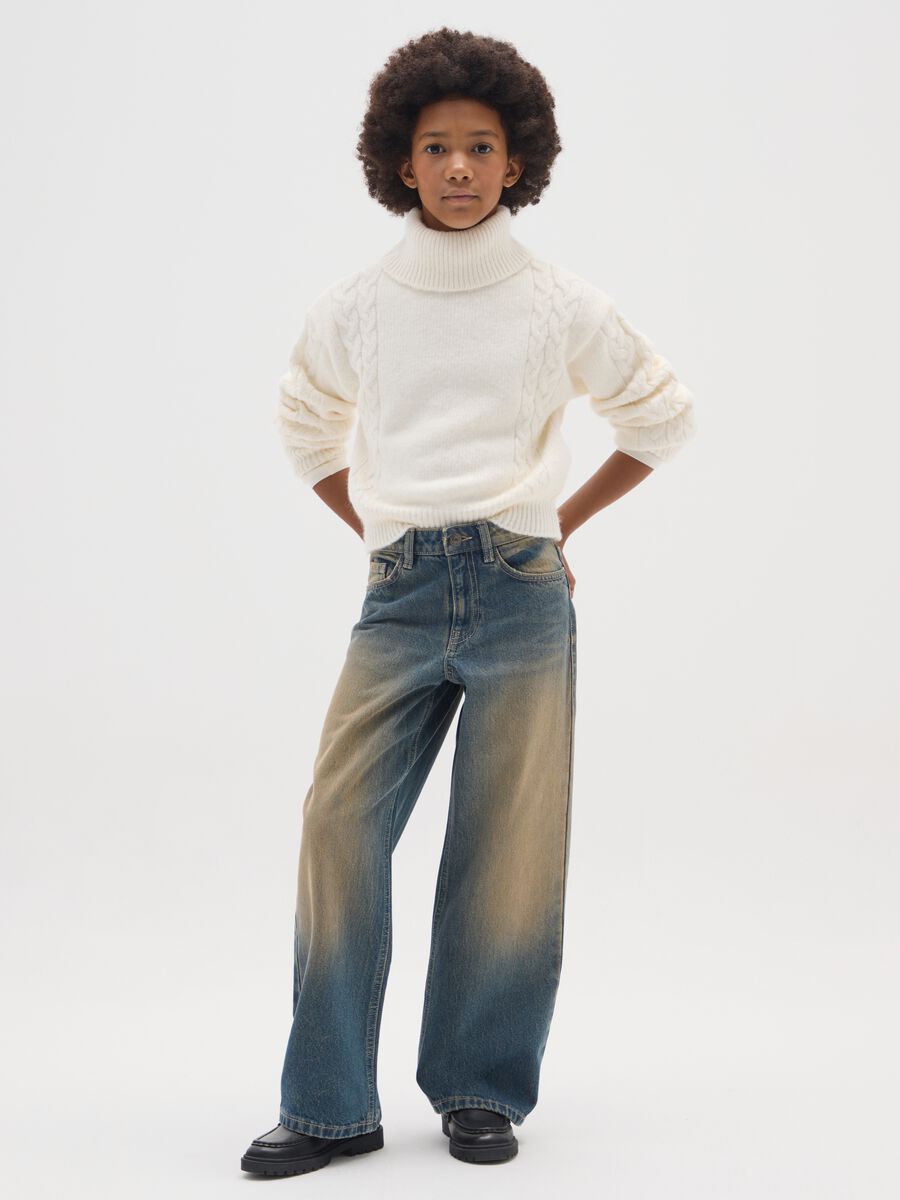 Girls' multicolour jeans in pure cotton regular fit_0