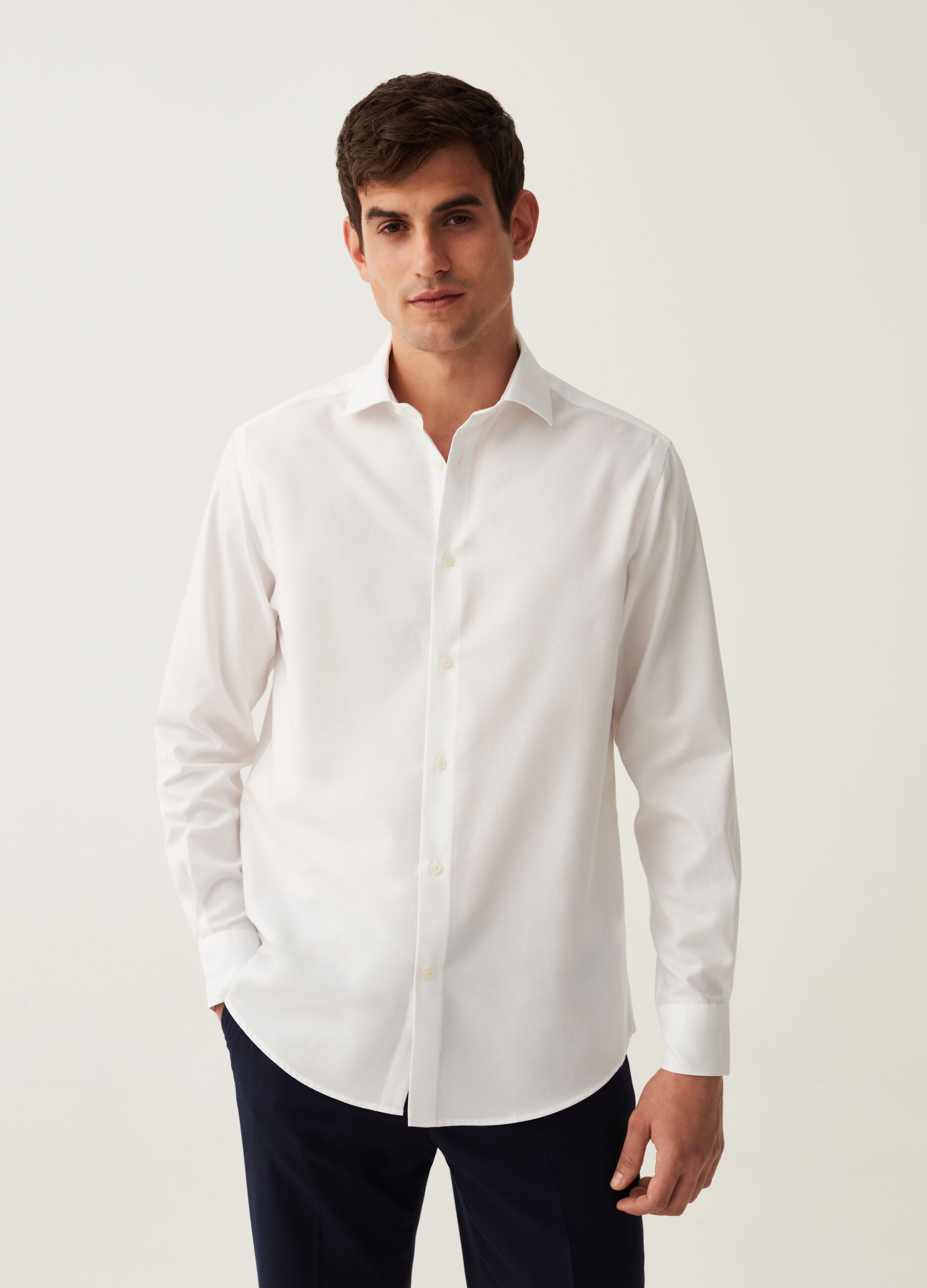 Camicia regular fit in cotone oxford no stiro_1