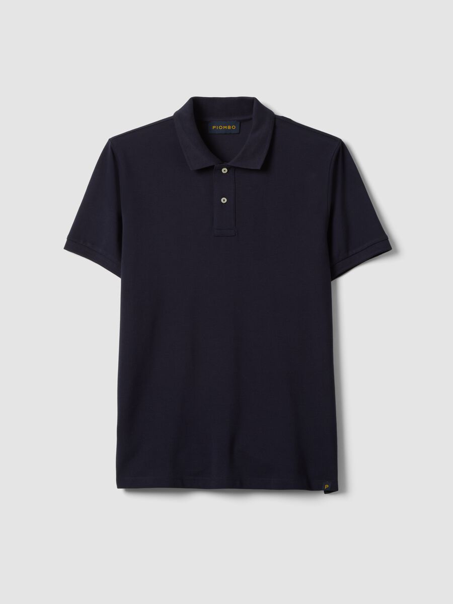 Polo a maniche corte in puro cotone blu regular fit_4