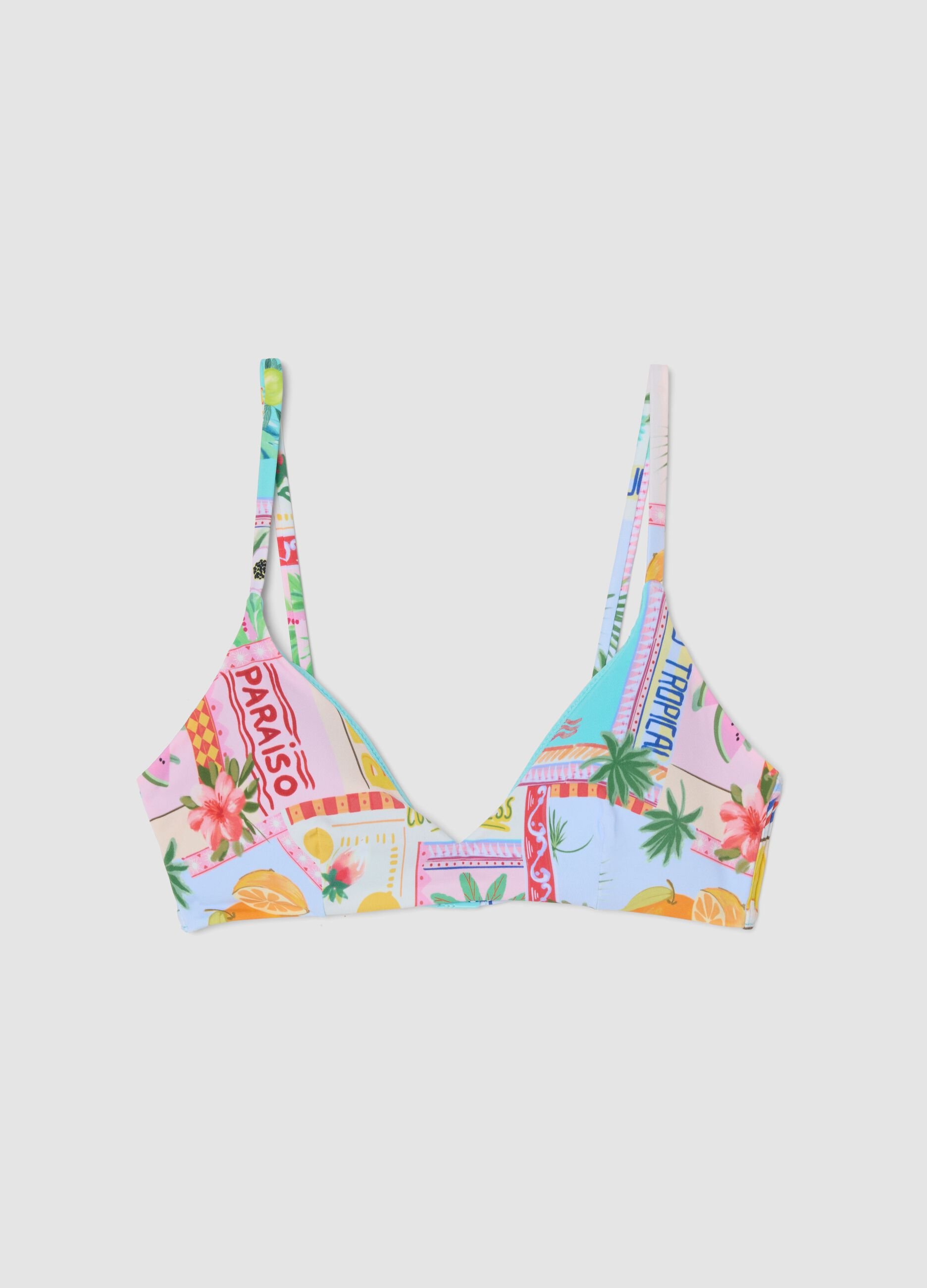 Top bikini multicolor in tessuto elasticizzato