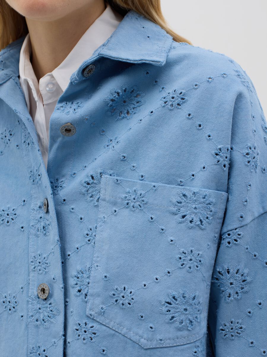 Blue embroidered cotton shirt_3
