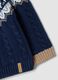 Blue jacquard regular-fit cable-knit jumper in pure organic cotton_3
