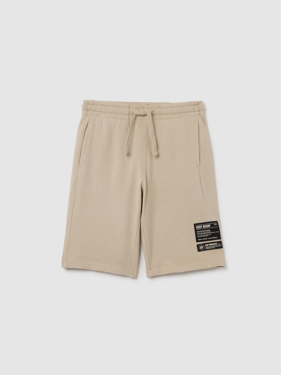 Beige Cotton Shorts_0