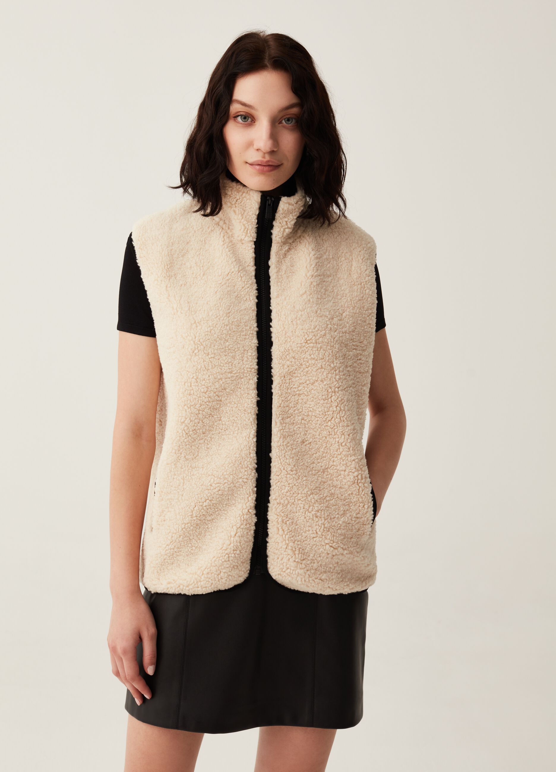 Gilet full-zip in pile borg_3