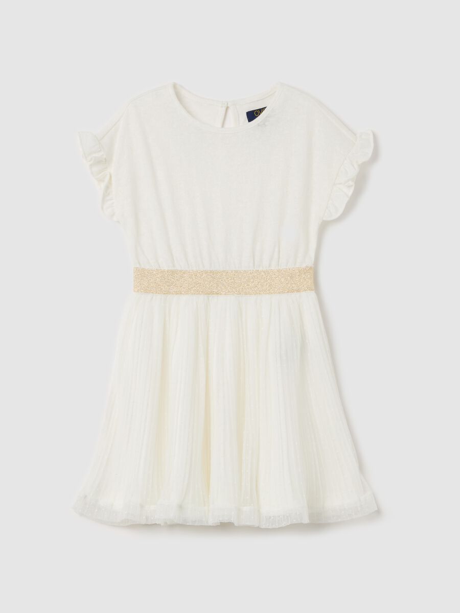 Dress with lurex and skirt in plumetis tulle_0