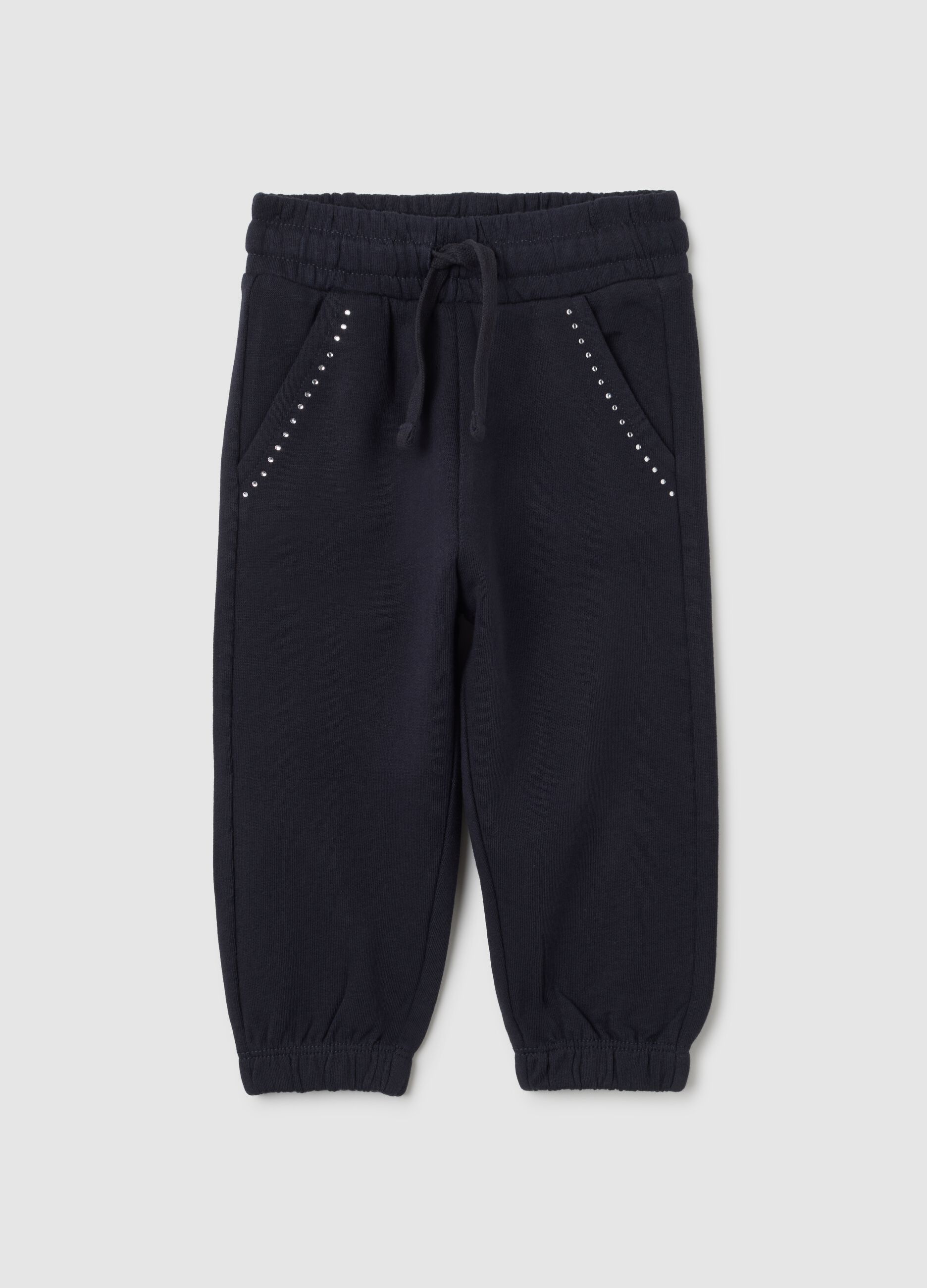 Girls' Jogger Trousers in Pure Black Cotton