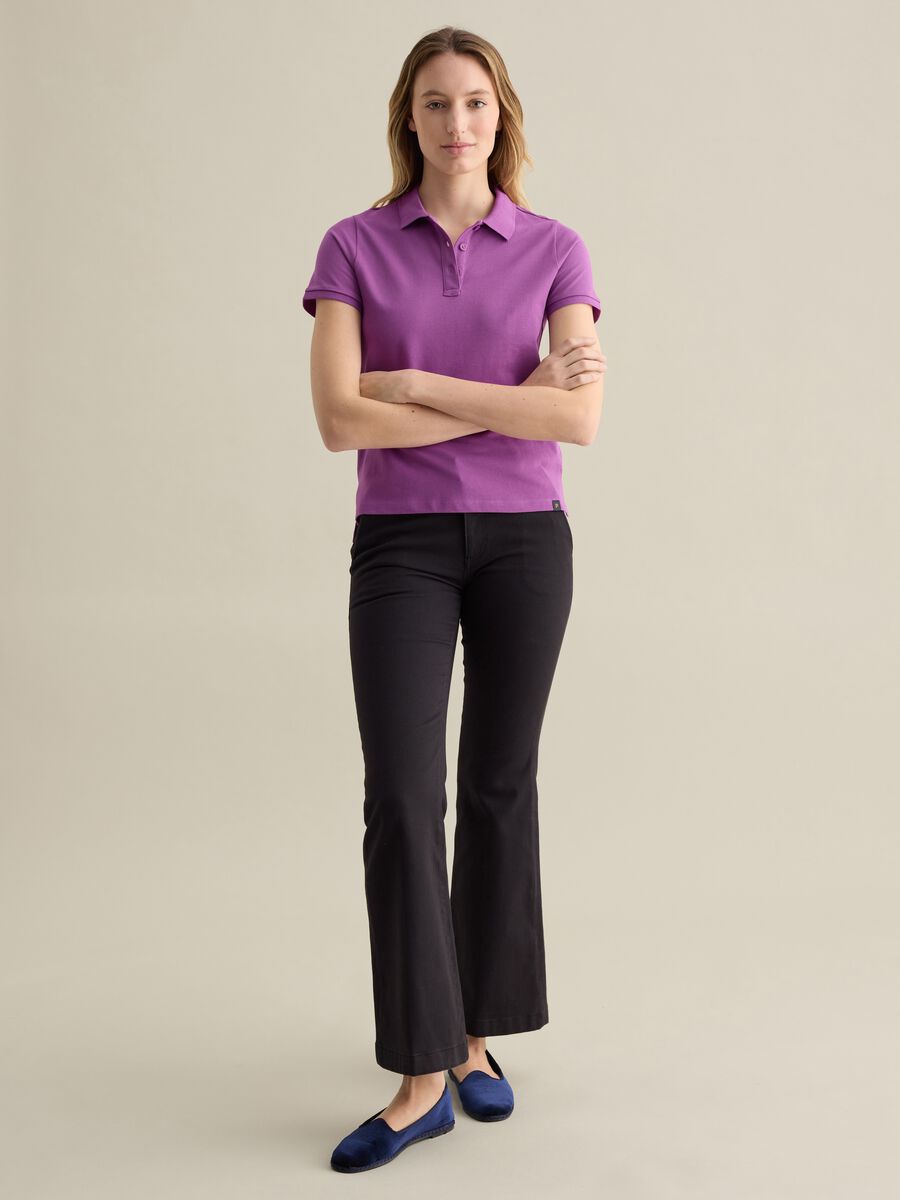 Purple short-sleeved polo shirt in piquet_1
