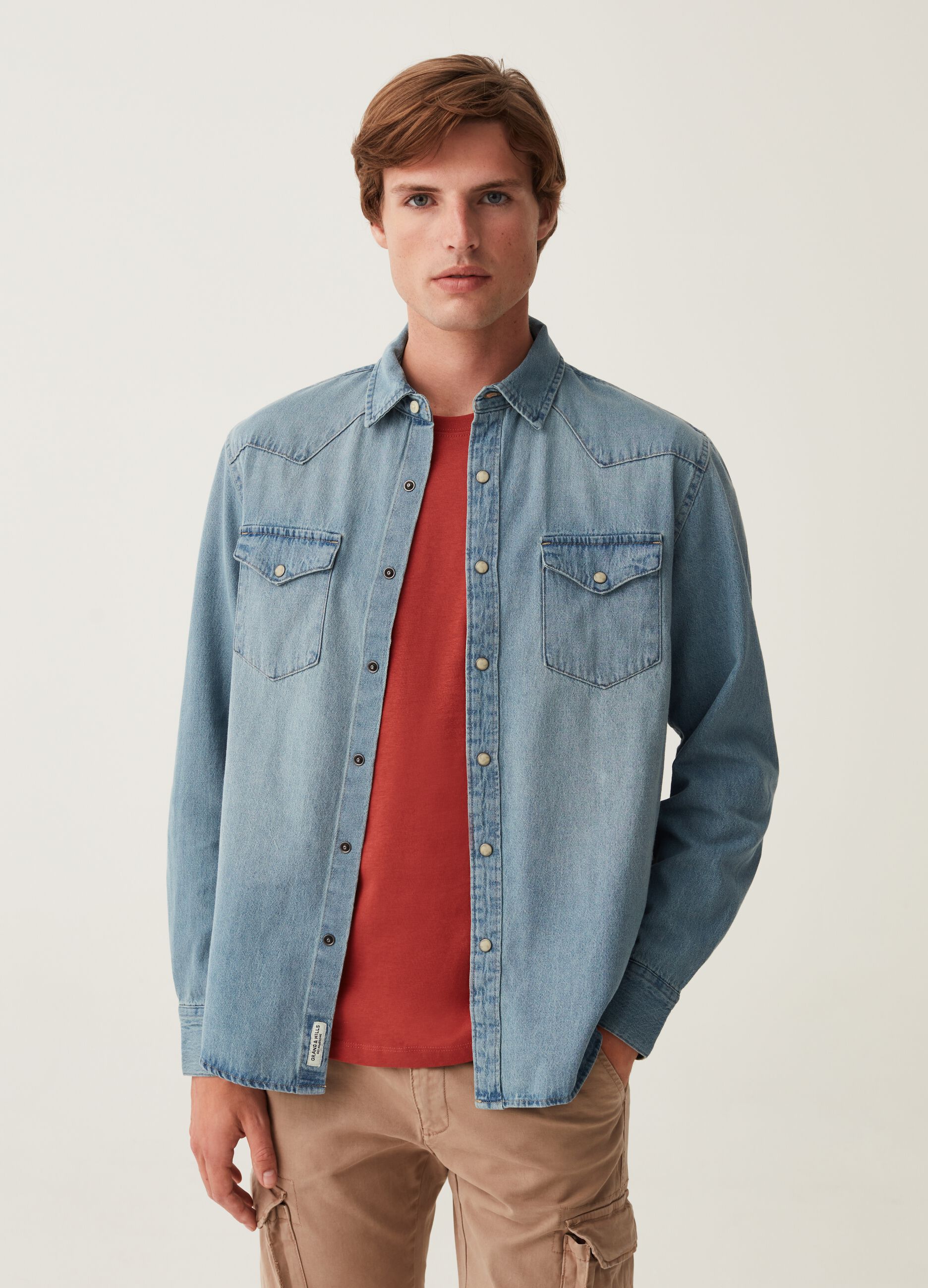 Camicia jeans uomo ovs on sale
