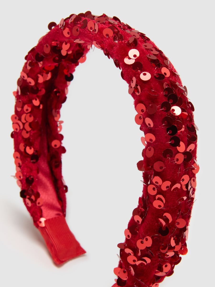 Cerchietto rosso da bambina con paillettes_2