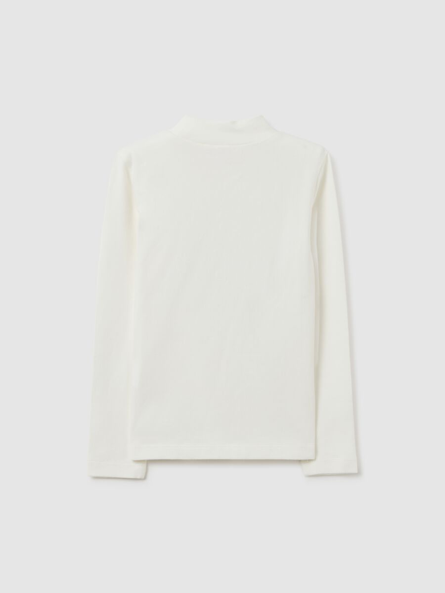 Girl's white stretch cotton T-shirt, regular fit_3