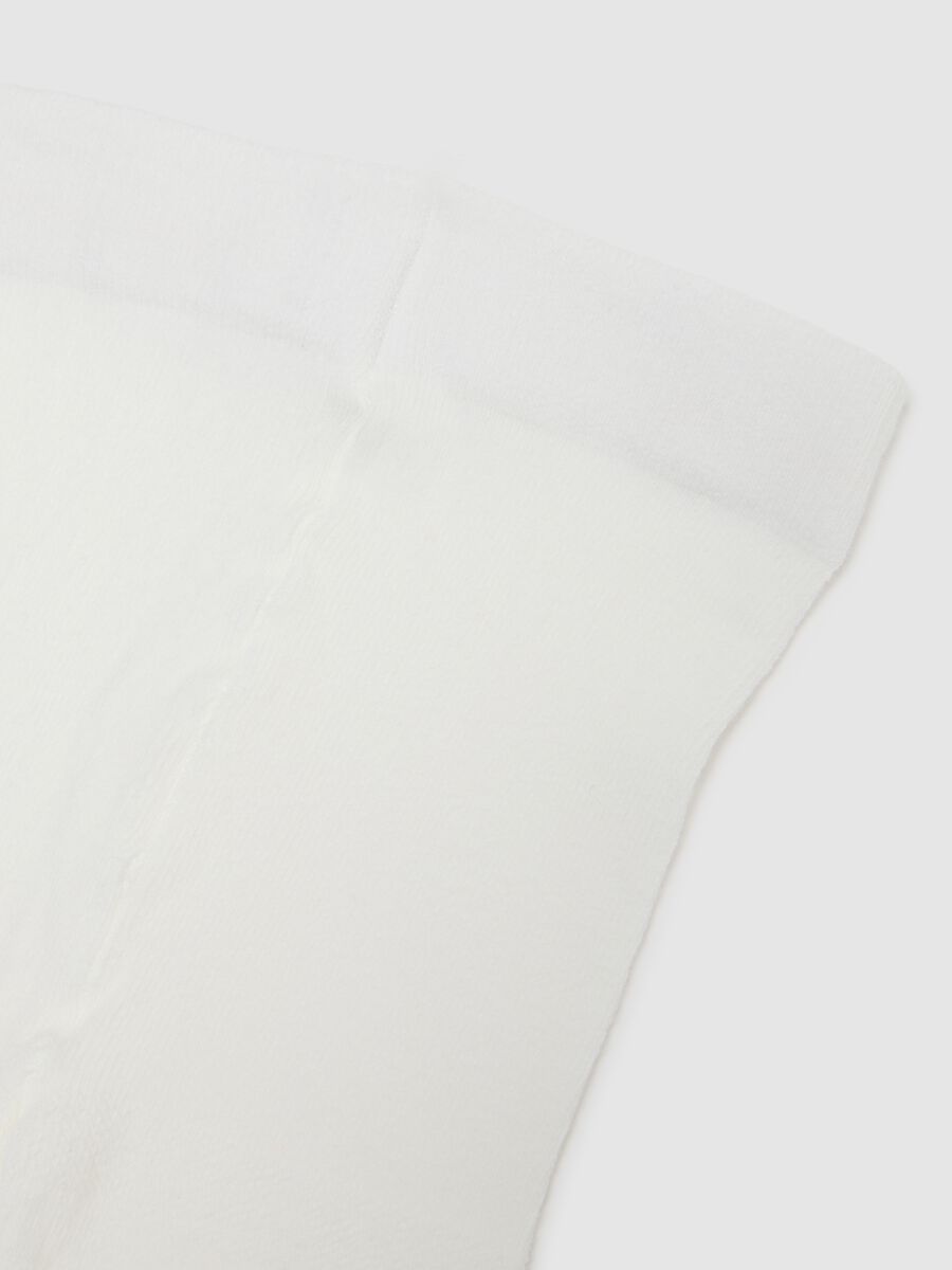Collant da bambina in misto cotone bianco elasticizzato_2