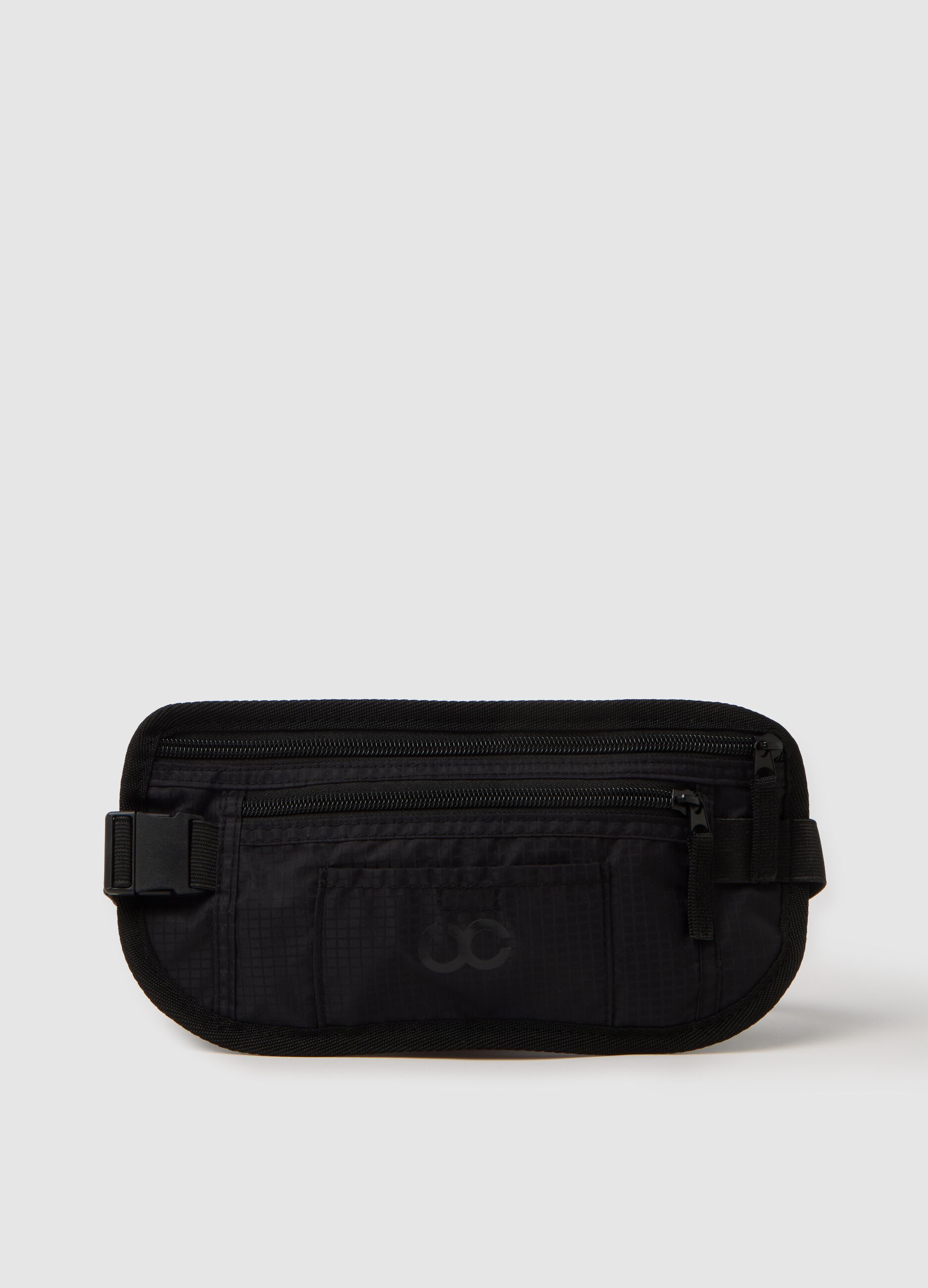 Men's black mesh texture crossbody bag