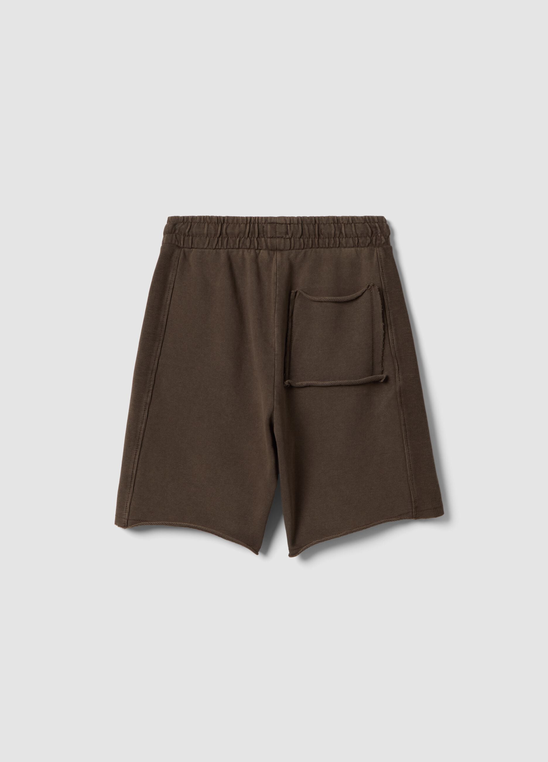 Brown pure cotton shorts with elasticated waistband
