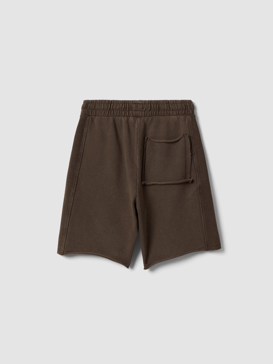 Brown pure cotton shorts with elasticated waistband_1
