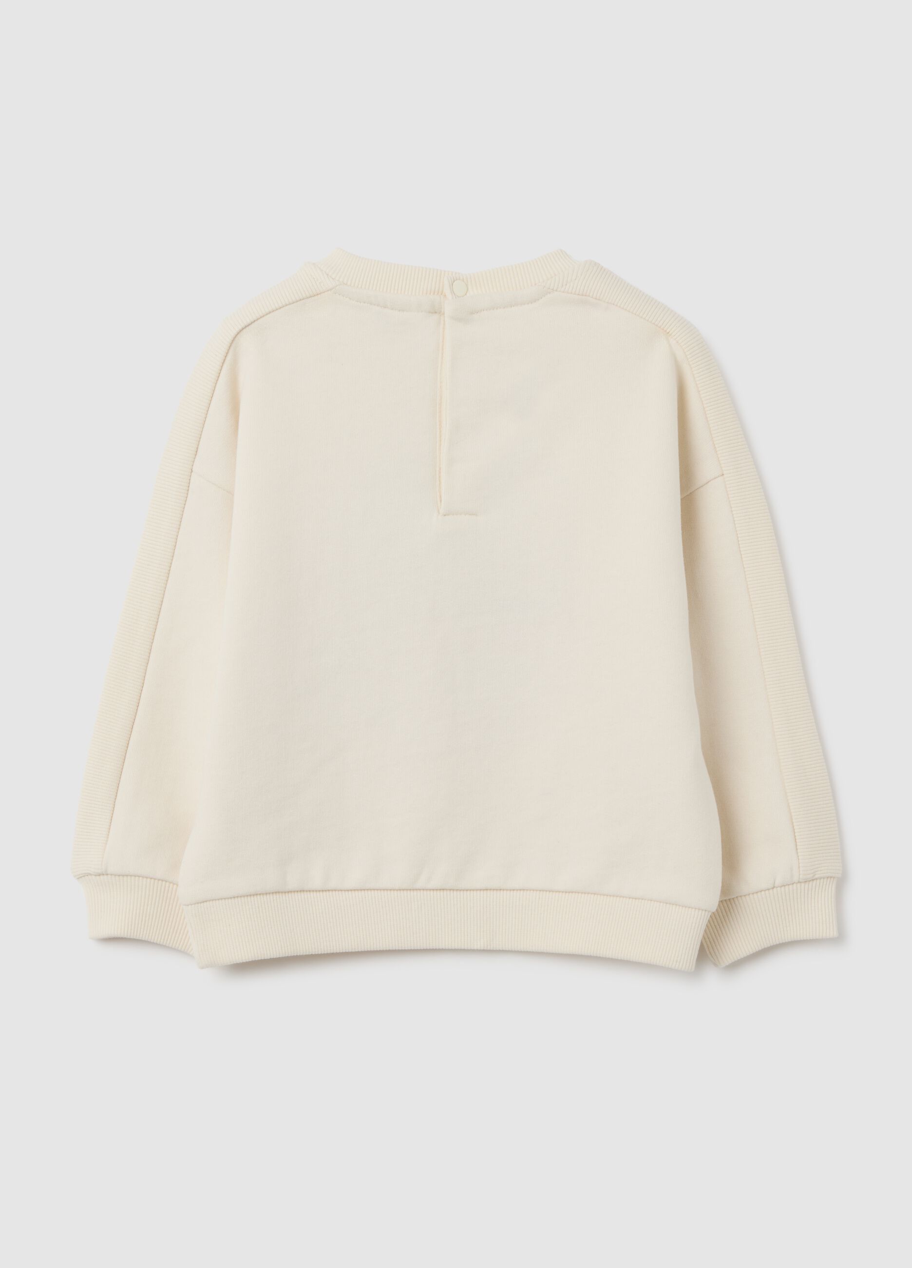 Beige regular fit pure cotton children's sweatshirt with teddy bear