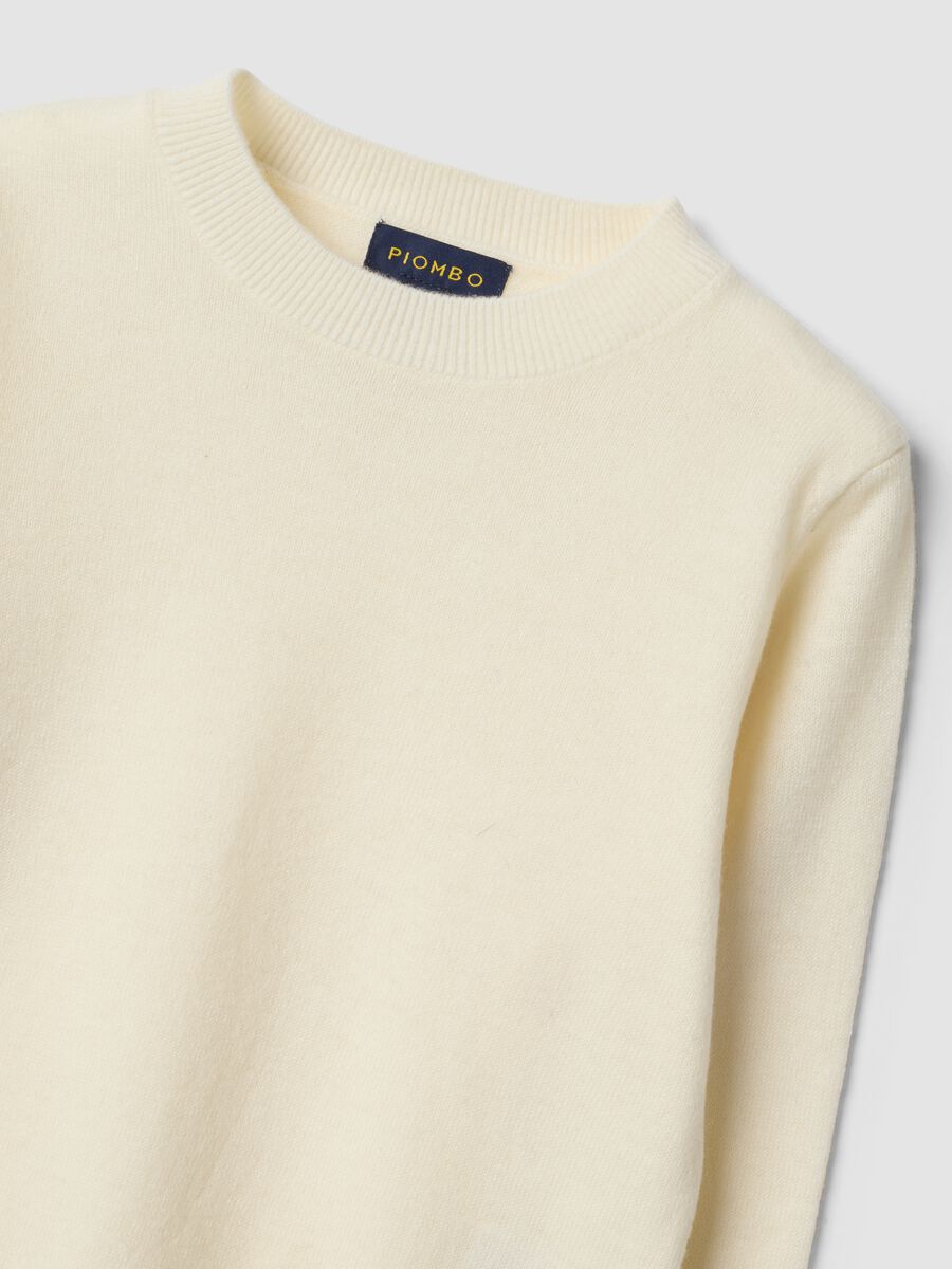 Maglione bianco in pura lana a maniche lunghe regular fit_4
