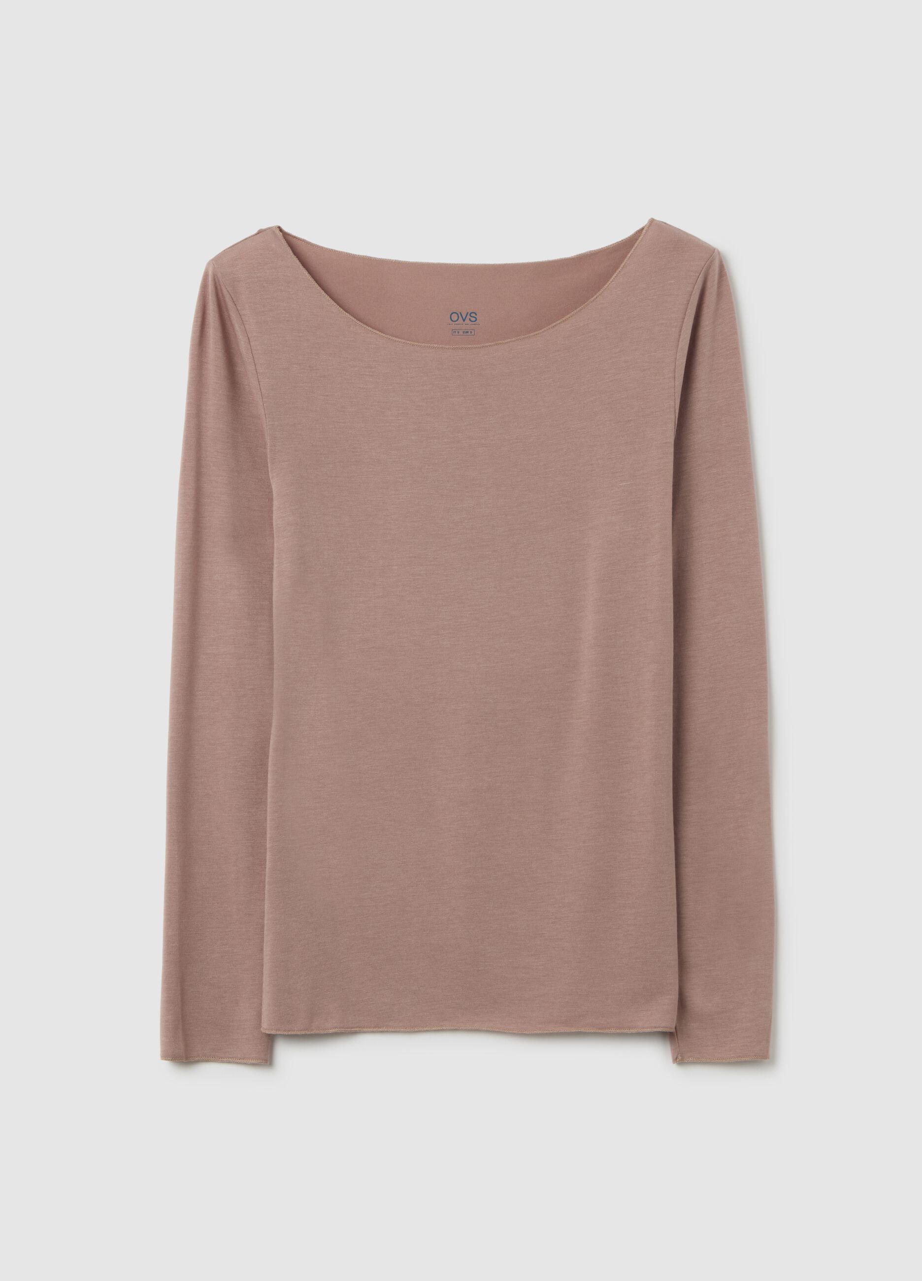 Long-sleeve pink stretch top