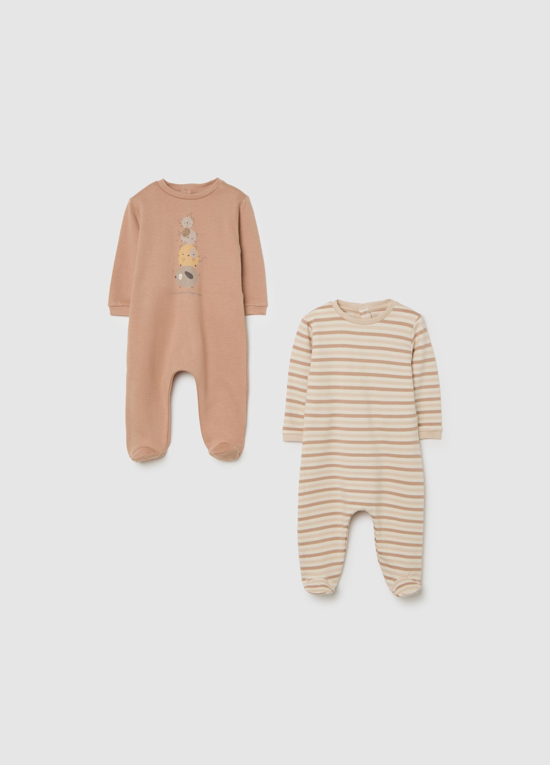 Brown Cotton Baby Sleepsuit