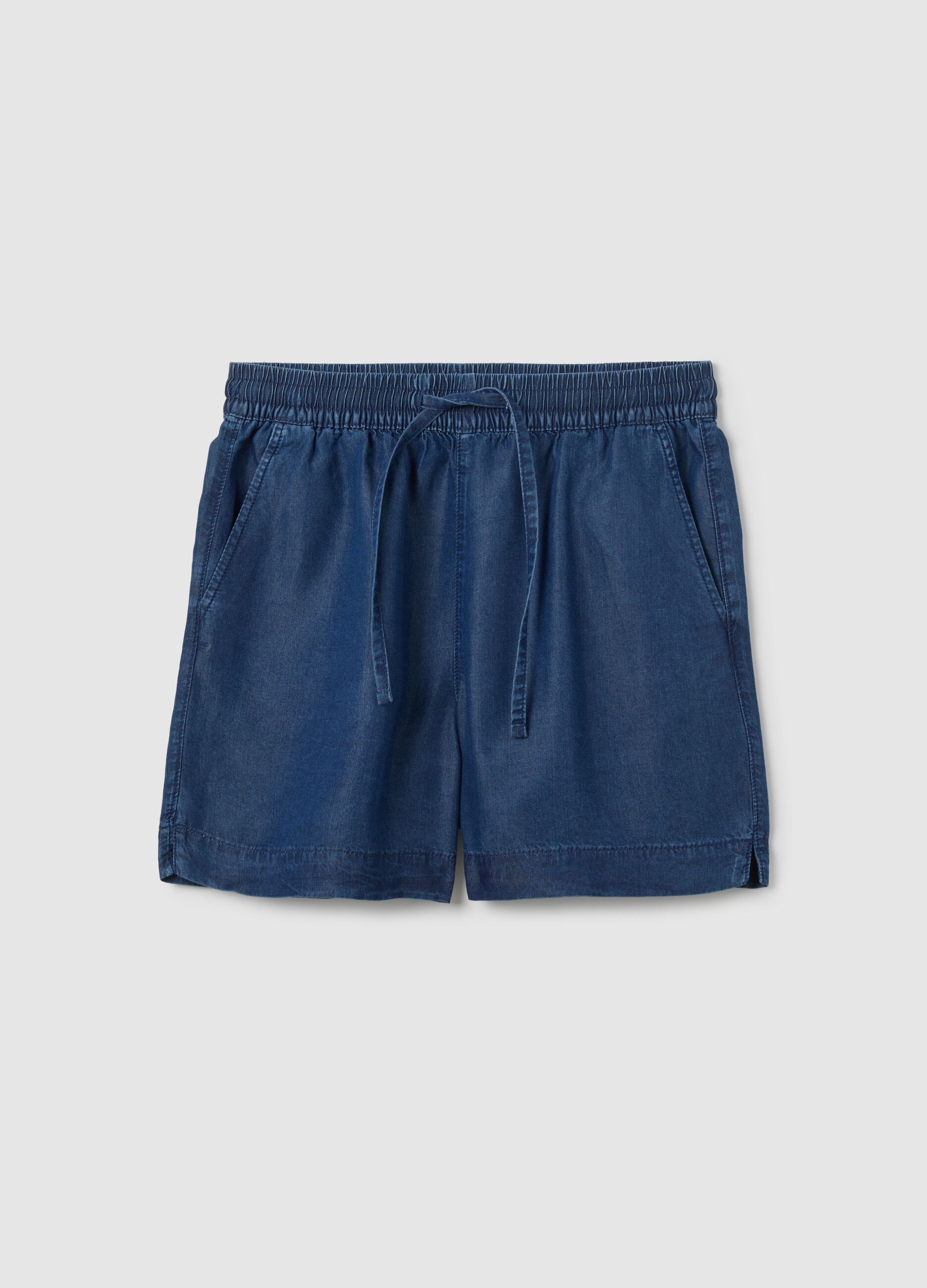 Shorts da donna in lyocell blu regular fit