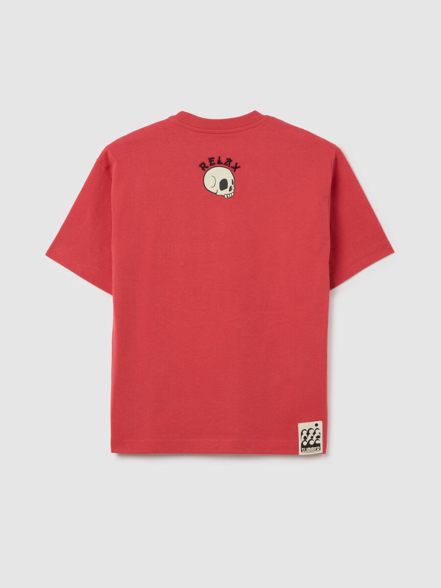 Boy's pure cotton red regular fit T-shirt with print_1