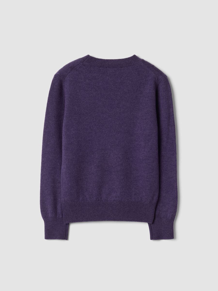 Maglione viola in pura lana a maniche lunghe regular fit_2