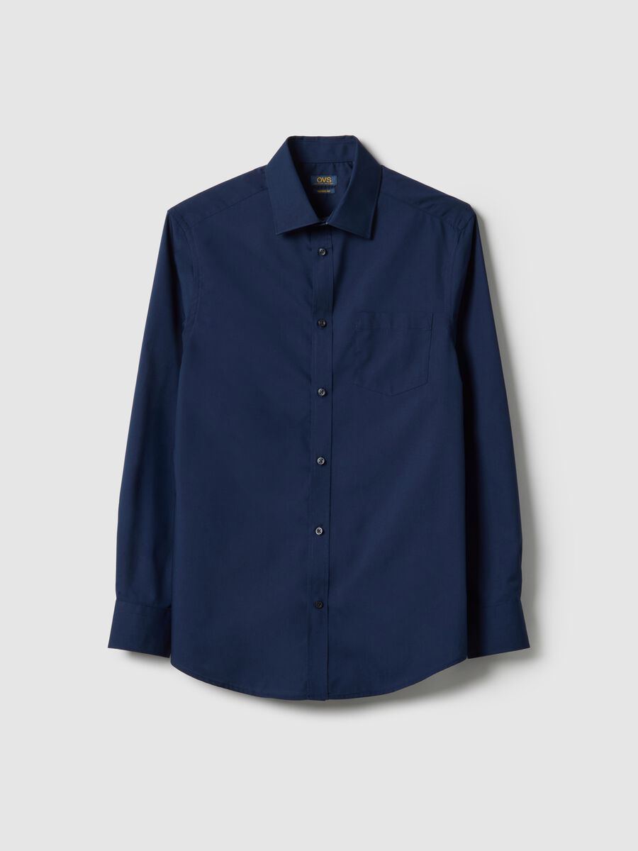Regular fit blue shirt with classic collar - easy iron_4