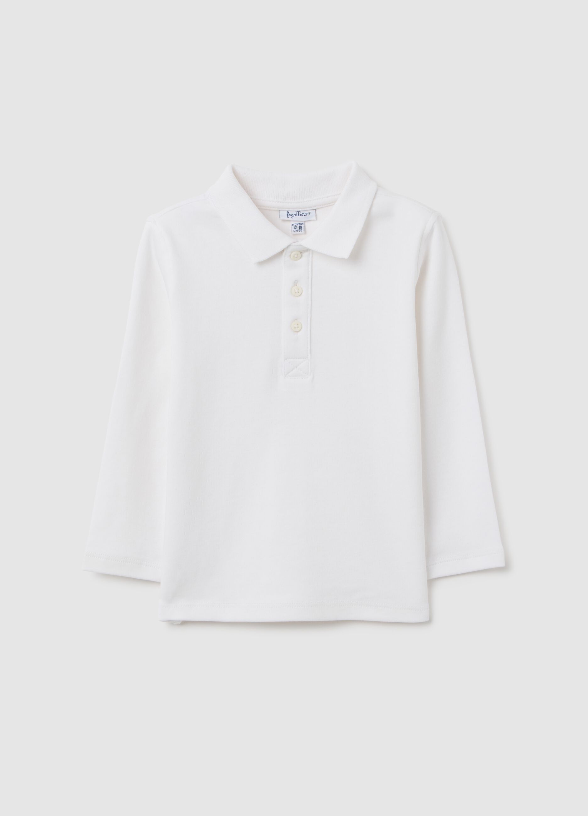 Polo da bambino in puro cotone bianca regular fit