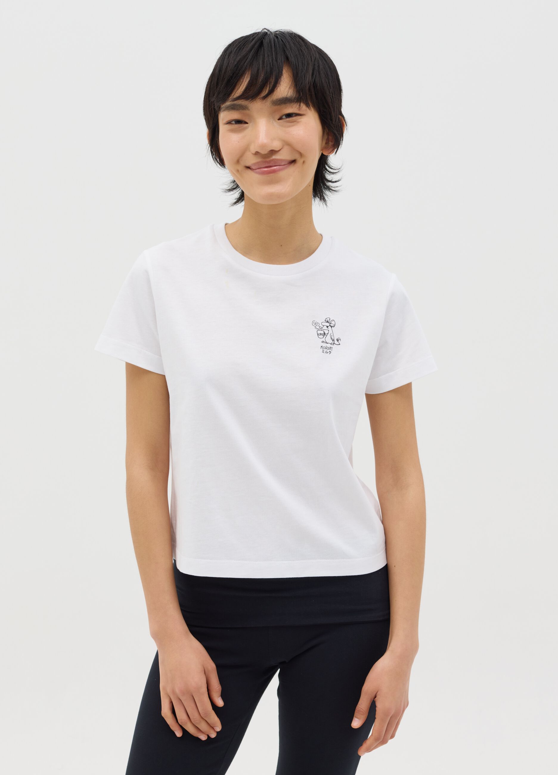 White boxy-fit T-shirt in cotton