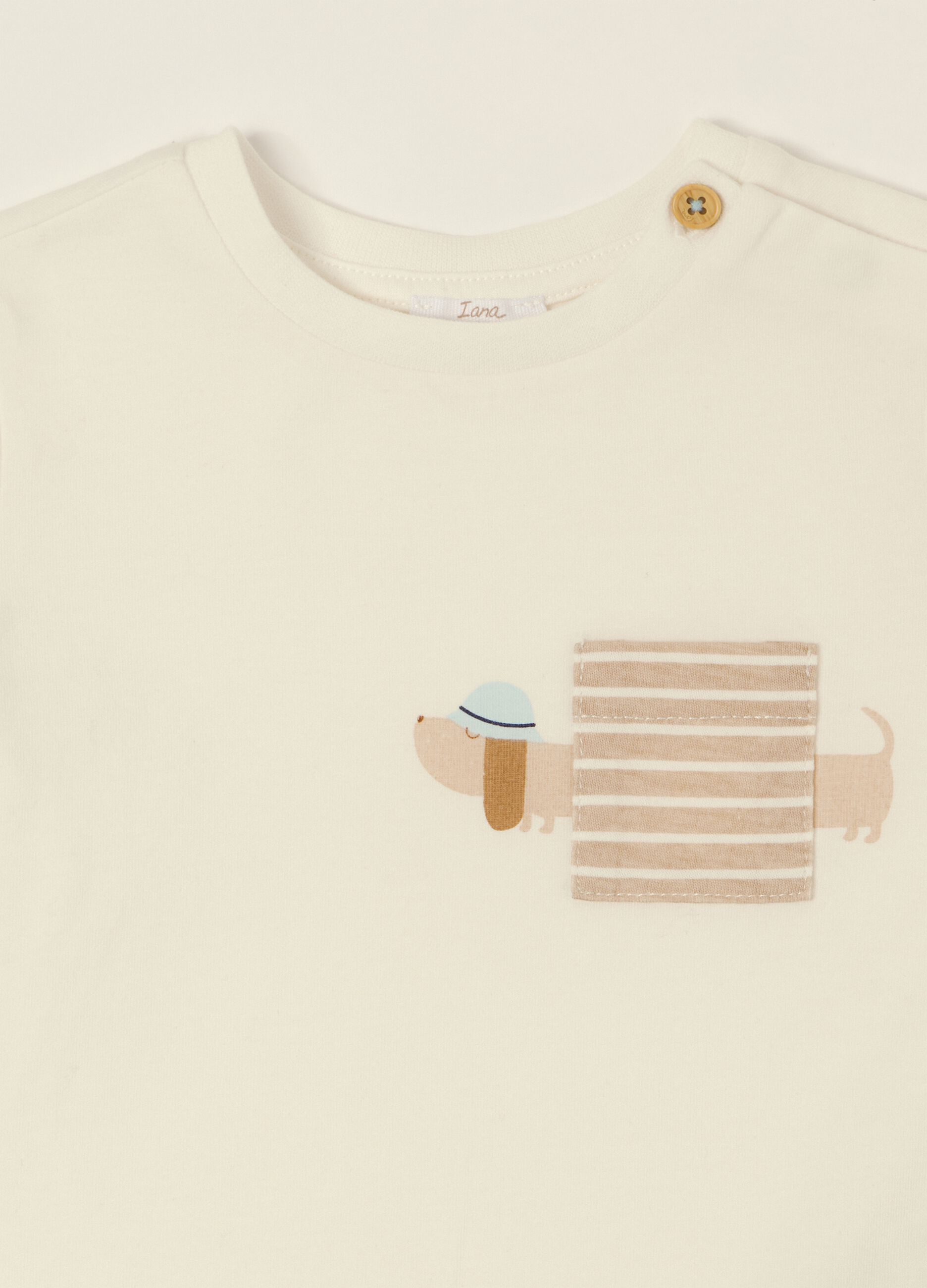 White baby regular-fit T-shirt with print in stretch cotton