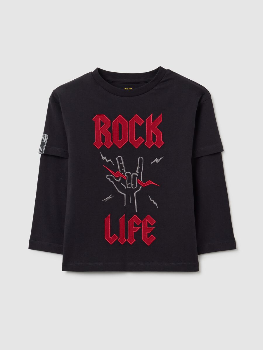Black Long-Sleeve T-shirt for Kids_0