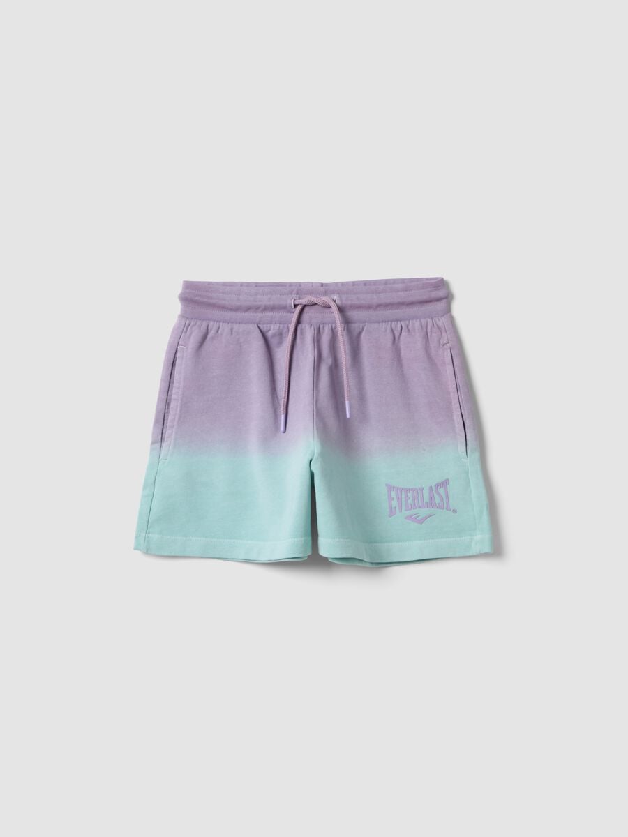 Purple pure-cotton gradient shorts for girls, relaxed fit_0