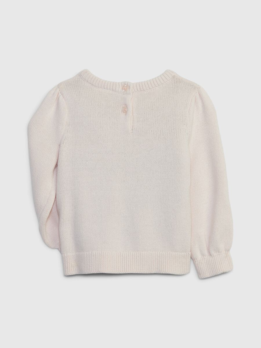 Pullover in cotone con ricamo orsetto_1