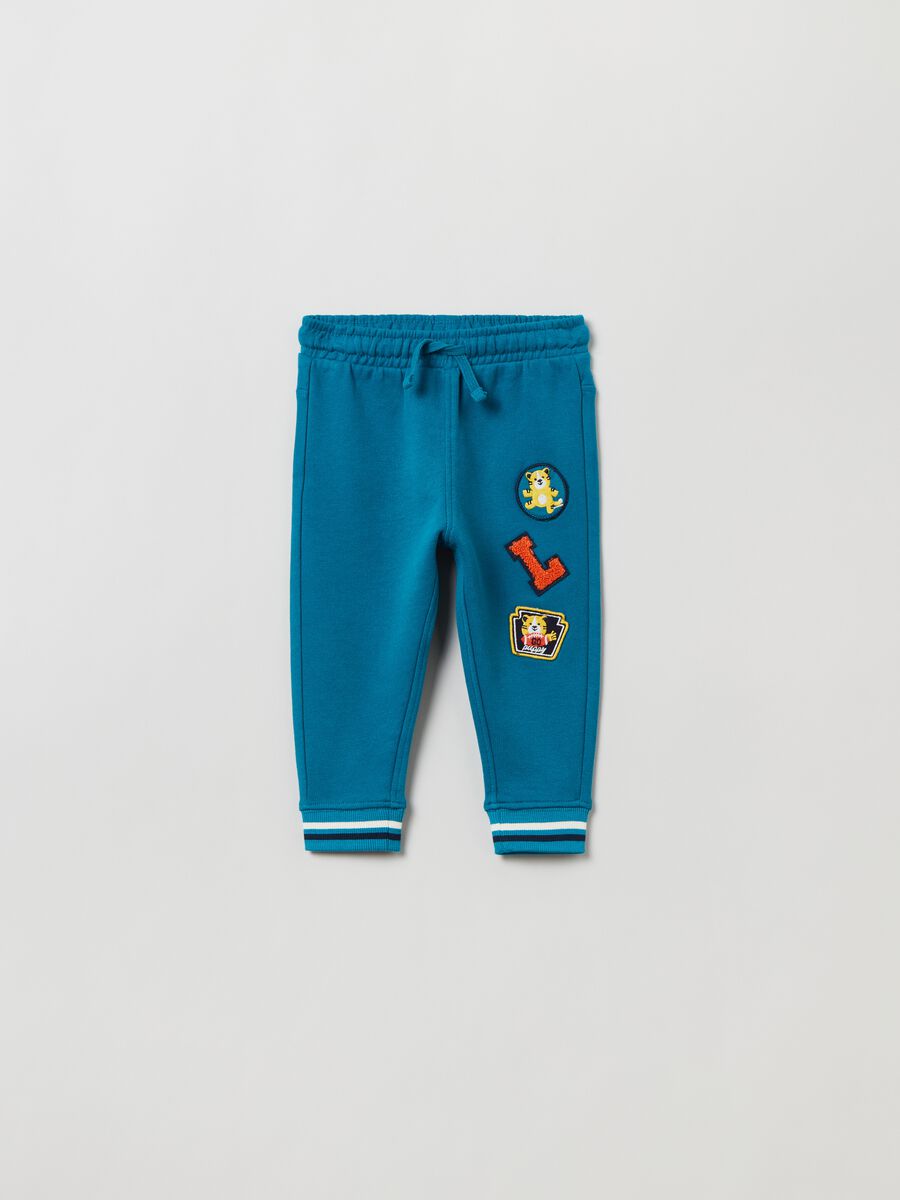 Joggers in felpa con coulisse e patch_0