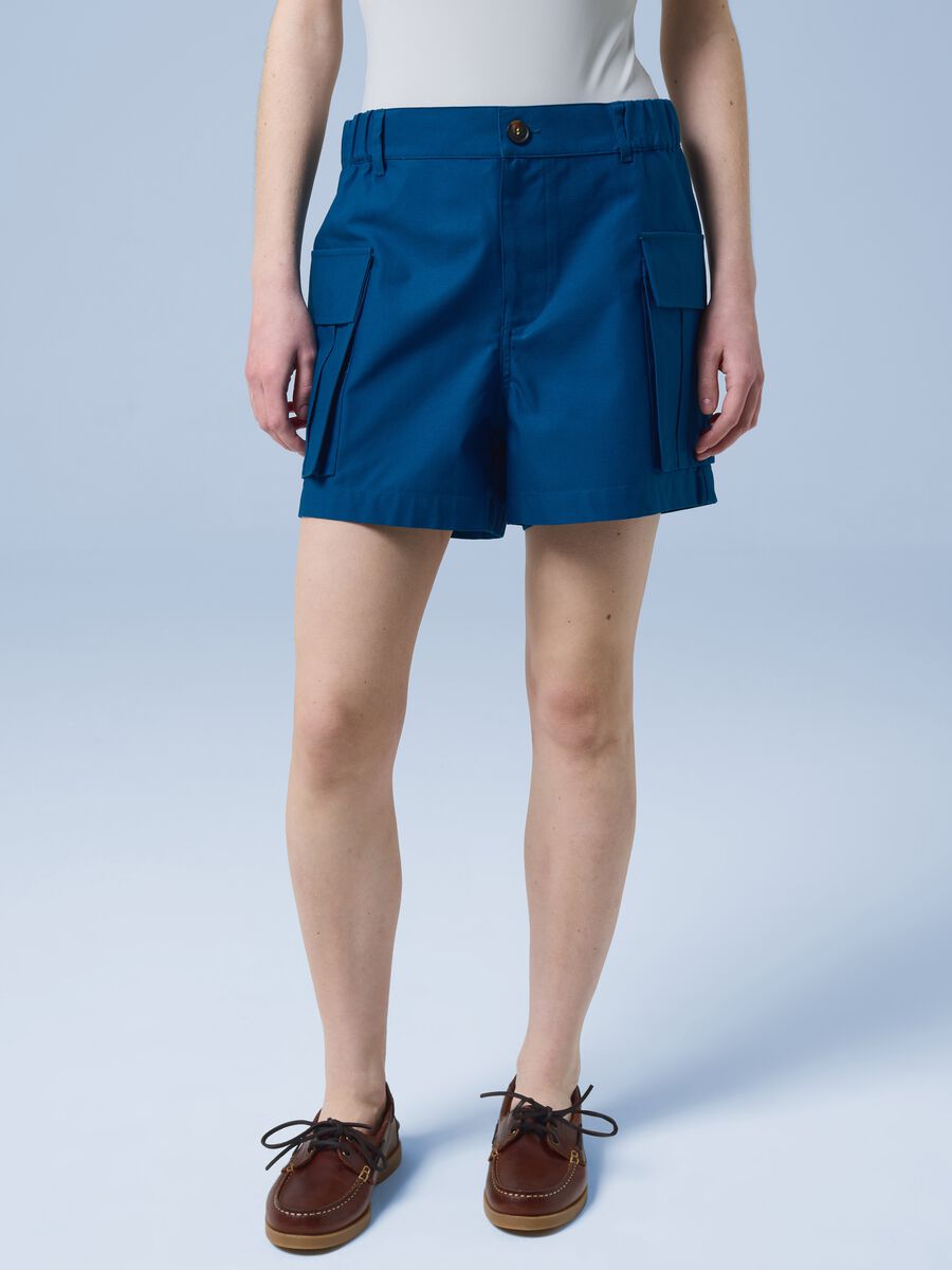 Shorts cargo ALTAVIA SAILING blu in puro cotone con vita elasticizzata_1