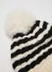 Girl's Black and White Striped Hat with Pom Pom_1
