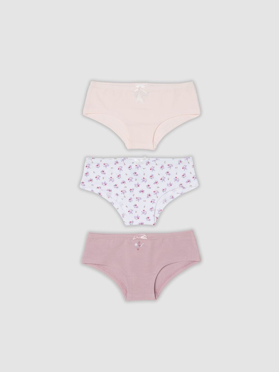 Tripack di slip multicolor in misto cotone organico elasticizzato per neonata_0