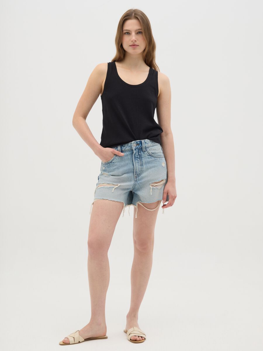 Shorts da donna in puro cotone denim regular fit_0