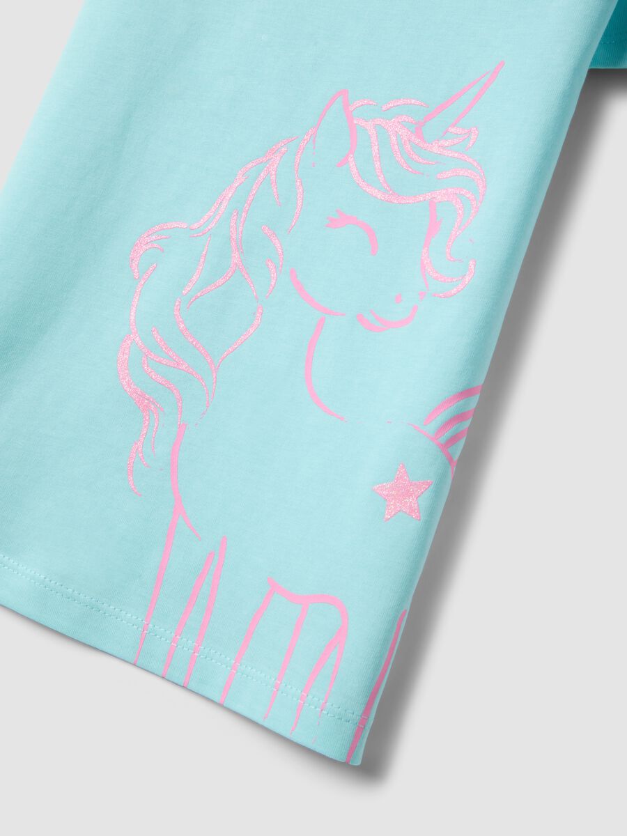 Children's light blue pure cotton t-shirt with unicorn, regular fit_3