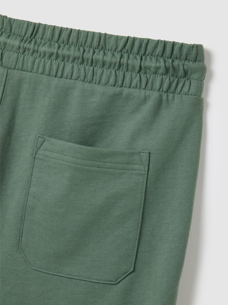 Men's Green Cotton Blend Regular Fit Shorts with Back Pocket_5